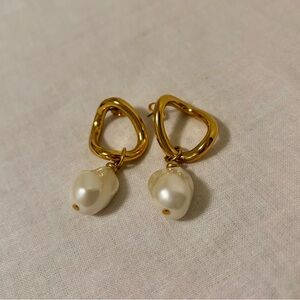 Sezane Eloane Earrings Gold With Mother Of Pearl - Size TU